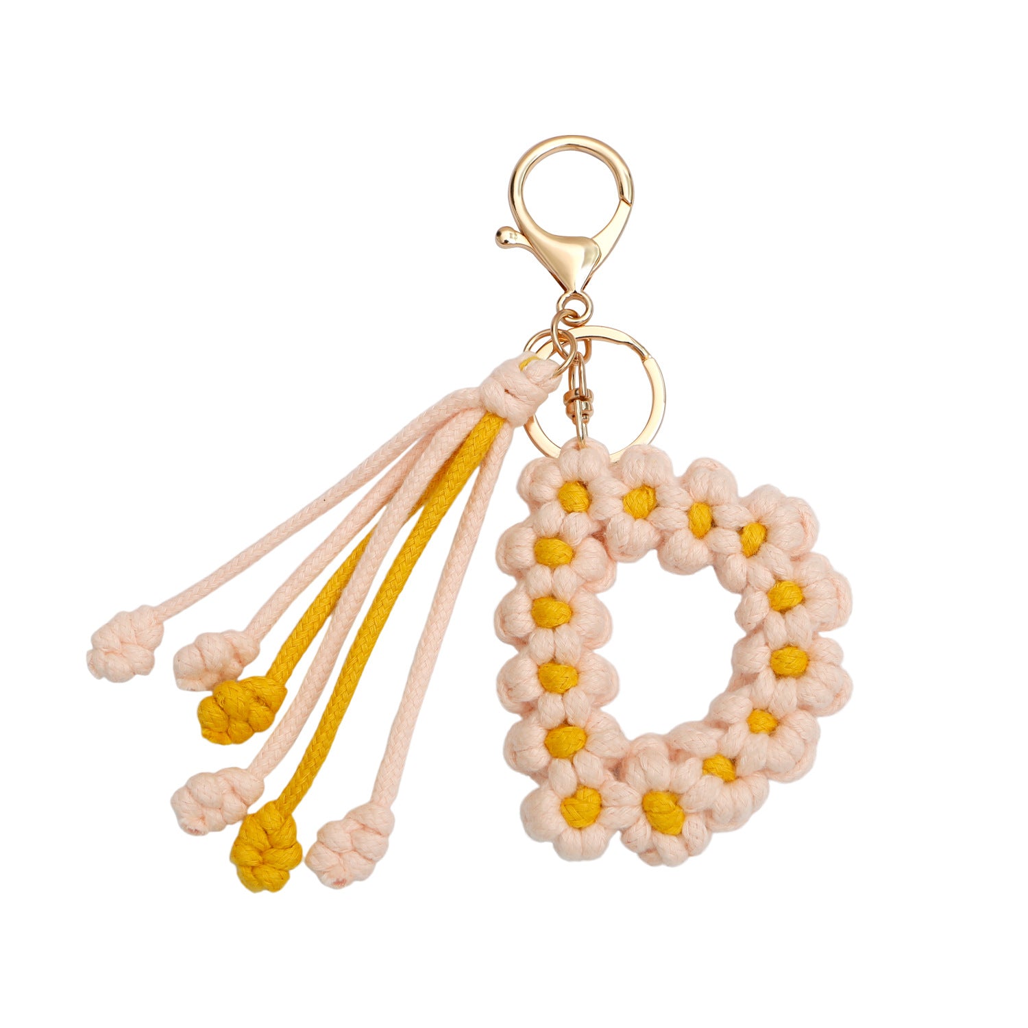 Wholesale Bohemian Handmade Woven Letters, Rice Ears, Flowers, Thanksgiving Maple Leaf Alloy Keychain